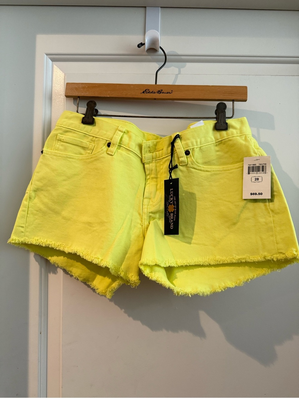 Lucky Brand Bright Yellow Frayed Hem Denim Shorts